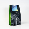 Coffee bag labeled 'Brazil Serra Negra' on a white background